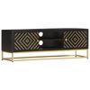 vidaXL TV Cabinet Black and Gold 120x30x40 cm Solid Mango Wood