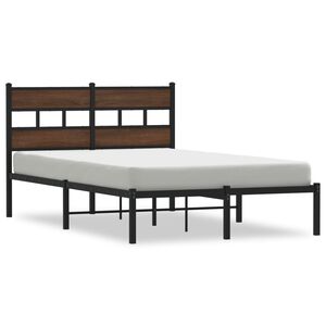 vidaXL Bed Frame without Mattress with Headboard Brown Oak 120x200 cm