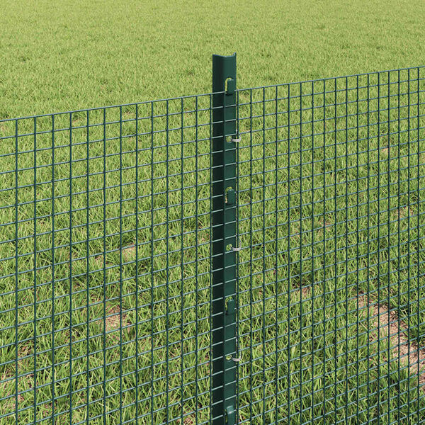 vidaXL Fence with Post Green 0.4 x 50 m Steel and PVC
