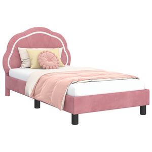 vidaXL Children's Bed Frame with Headboard Pink 80 x 160 cm Velvet
