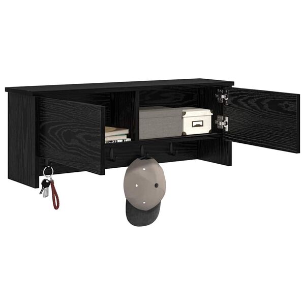 vidaXL Wall-Mounted Coat Rack with Shelf Black Oak 80 x 20 x 30 cm