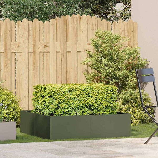 vidaXL Planter Olive Green 100x100x30 cm Steel