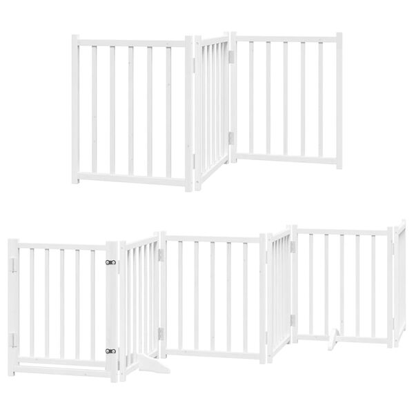 vidaXL Dog Gate with Door Foldable 12 Panels White 600 cm Poplar Wood