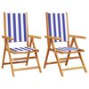 vidaXL Folding Chairs 2 pcs Blue and White Solid Wood Acacia and Fabric