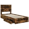vidaXL Storage Bed with Drawer Smoked Oak 90 x 190 cm Engineered Wood