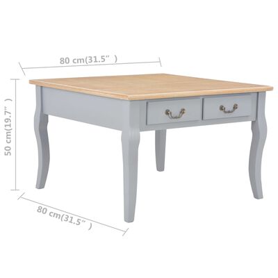 vidaXL Coffee Table Grey 80x80x50 cm Wood
