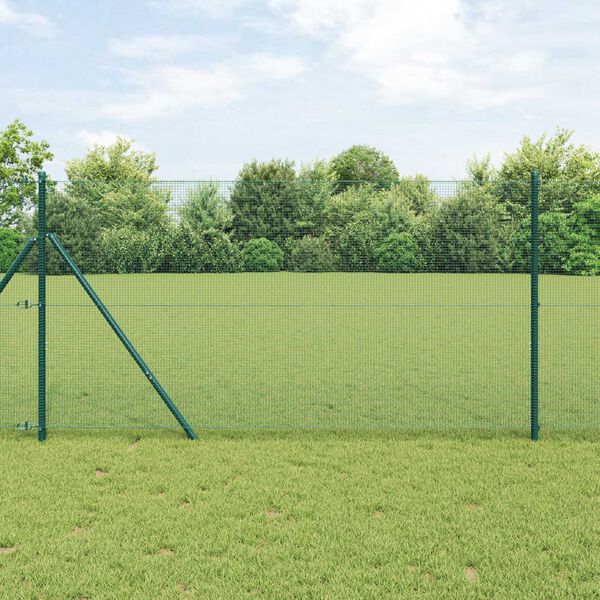 vidaXL Fence Post Green 10 x 1.2 m (12 x 12 mm mesh) Steel and PVC