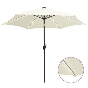 vidaXL Garden Parasol with LED Lights and Aluminium Pole 300 cm Sand White