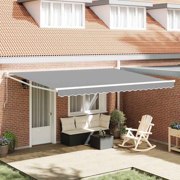 vidaXL Awning Manual White 4.5 x 3 m Metal