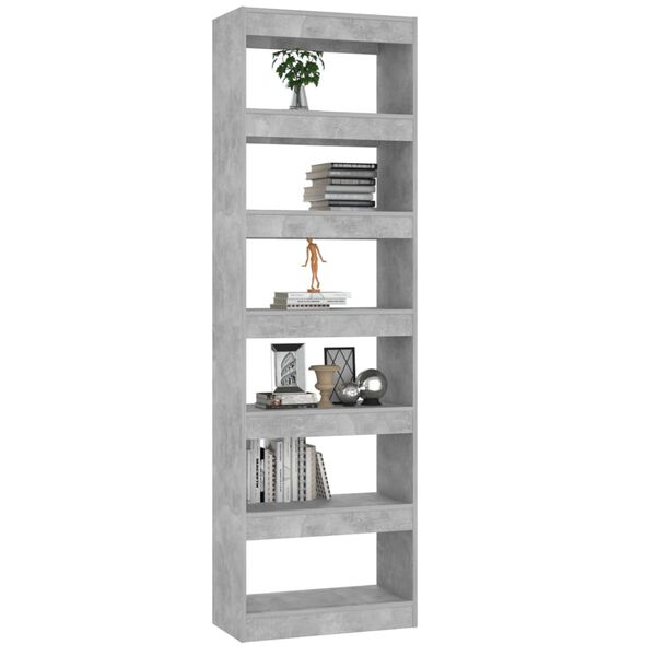 vidaXL Book Cabinet/Room Divider Concrete Grey 60x30x198 cm