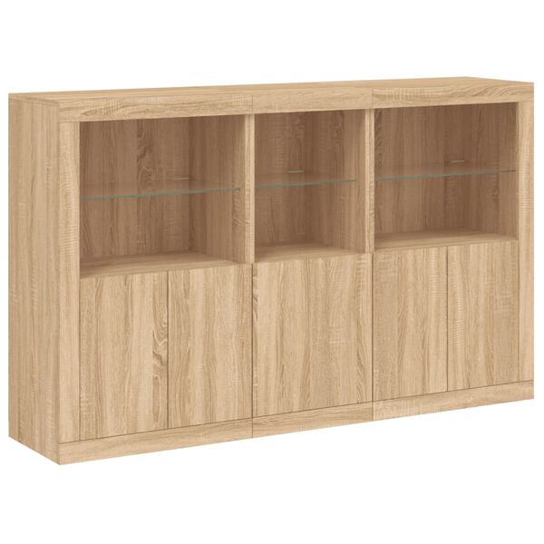 vidaXL Sideboard with LED Lights Sonoma Oak 162x37x100 cm