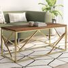 vidaXL Coffee Table Gold Stainless Steel and Solid Sleeper Wood