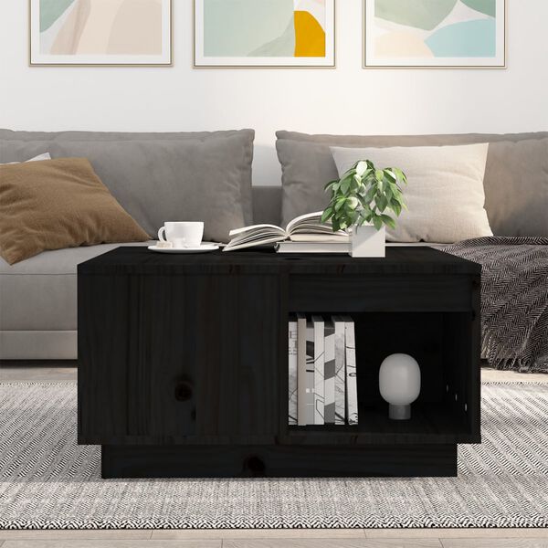 vidaXL Coffee Table Black 60x61x32.5 cm Solid Wood Pine