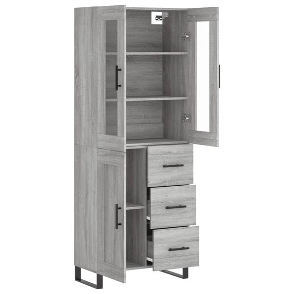 vidaXL Highboard Grey Sonoma 69.5x34x180 cm Engineered Wood