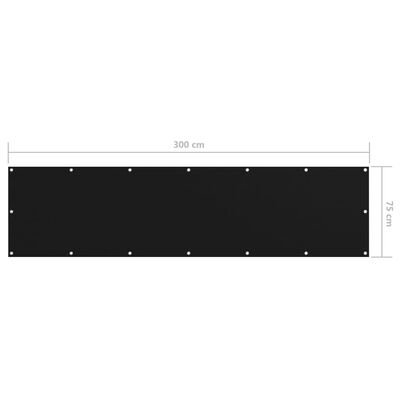 vidaXL Balcony Screen Black 75x300 cm Oxford Fabric