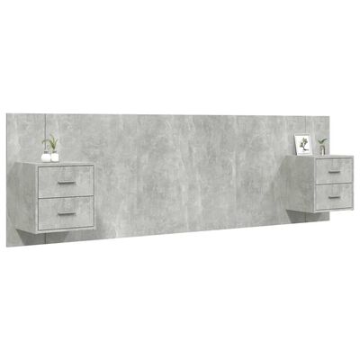 vidaXL Bed Headboard with Cabinets Concrete Grey Engineered Wood