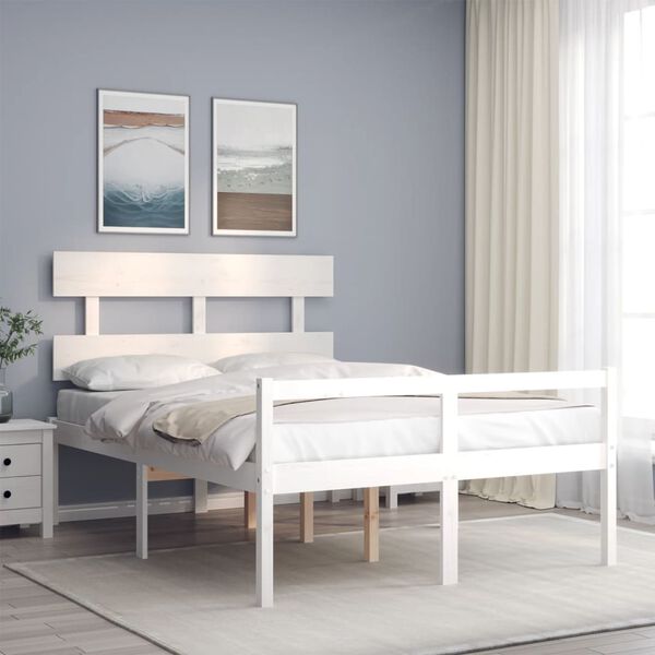 vidaXL Senior Bed without Mattress White Small Double Solid Wood
