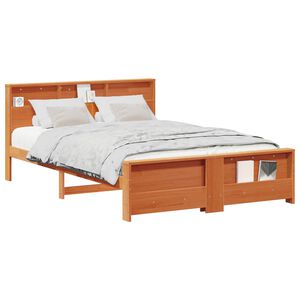 vidaXL Bed Frame with Headboard Wax Brown 140 x 200 cm Engineered Wood