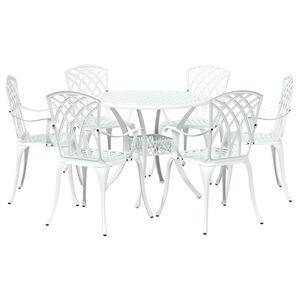 vidaXL Garden Dining Set 7 pcs White Aluminium
