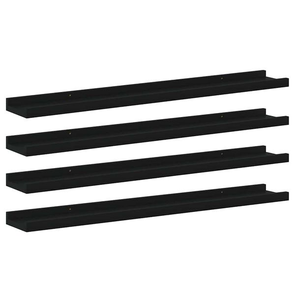 vidaXL Wall Shelves 4 pcs Black 80x9x3 cm