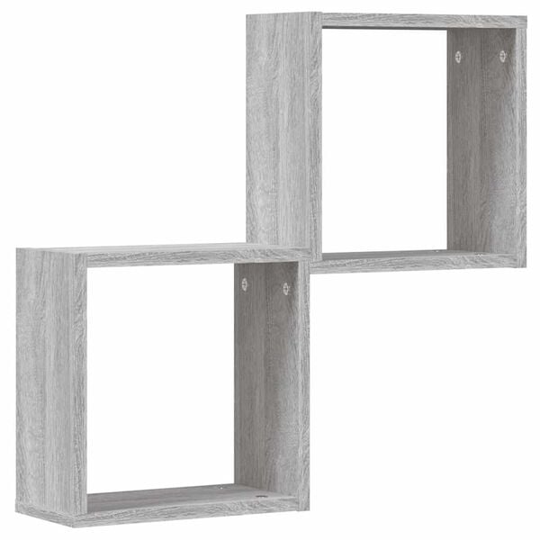 vidaXL Wall Cube Shelves 2 pcs Grey Sonoma 30x15x30 cm