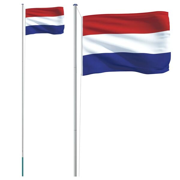 vidaXL Netherlands Flag and Pole 6.08 m Aluminium