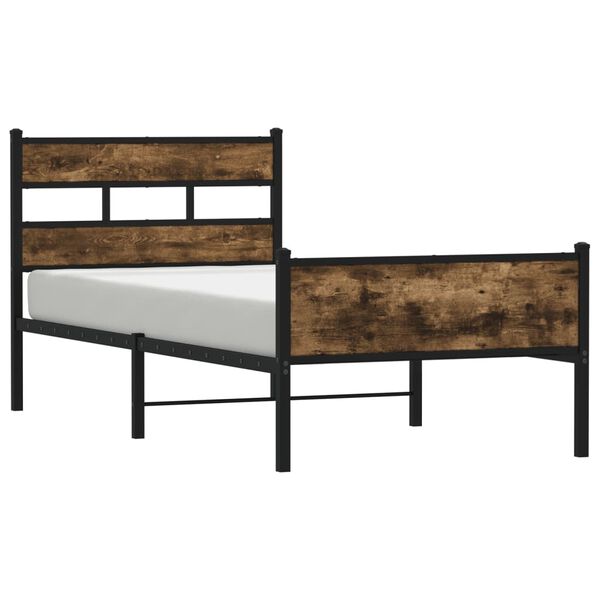 vidaXL Bed Frame without Mattress Smoked Oak 90x200 cm Engineered Wood