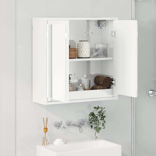 vidaXL Bathroom Mirror Cabinet High Gloss White 60 x 20 x 60 cm