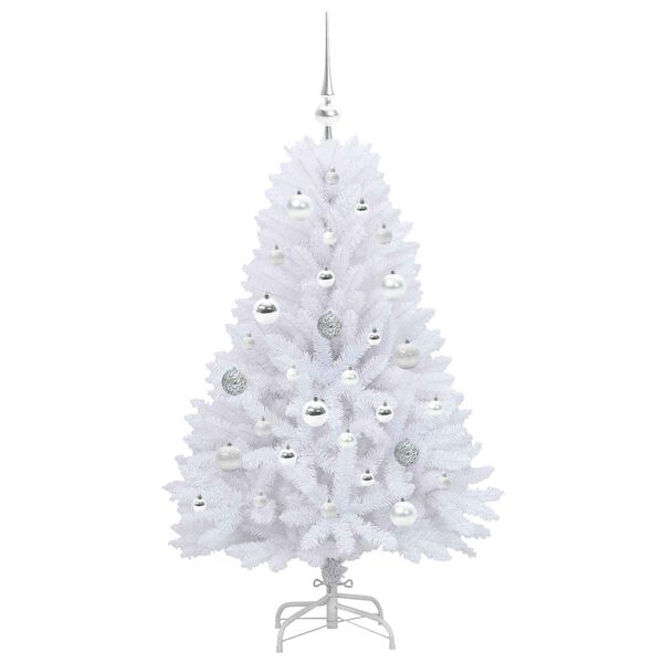 vidaXL Artificial Hinged Christmas Tree White 120 cm PVC and Steel