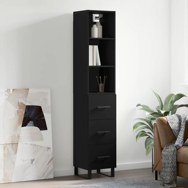 vidaXL Highboard Black 34.5x34x180 cm Engineered Wood