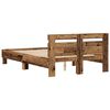 vidaXL Bed Frame with LED Old Wood 120 x 190 cm Engineered Wood