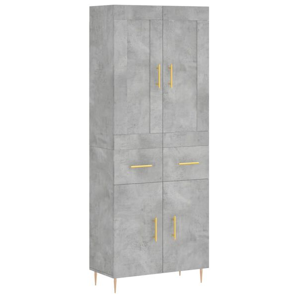 vidaXL Highboard Concrete Grey 69.5x34x180 cm Engineered Wood