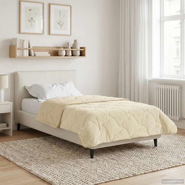 vidaXL Summer Duvet Cream 135 x 220 cm Microfiber and Teddy fleece