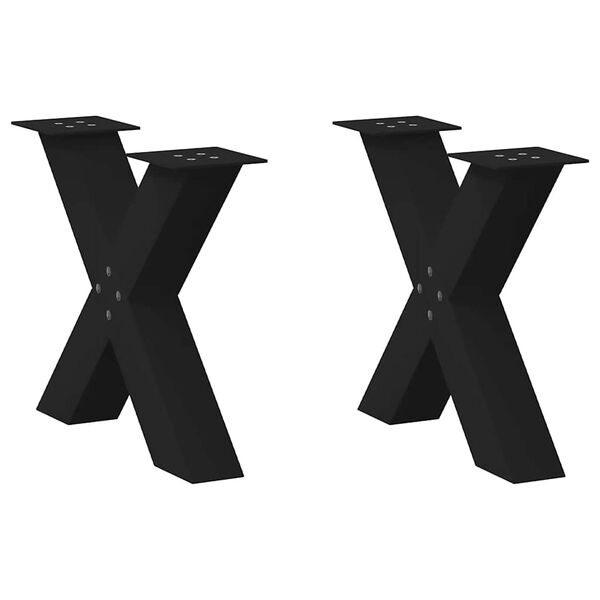 vidaXL Coffee Table Legs X-Shaped 2 pcs Black 50x(42-43) cm Steel