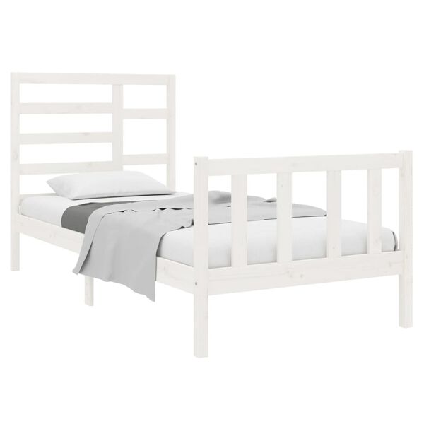 vidaXL Bed Frame without Mattress White Solid Wood 75x190 cm Small Single