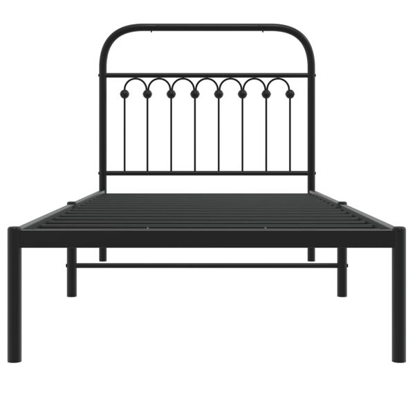 vidaXL Metal Bed Frame without Mattress with Headboard Black 90x200cm