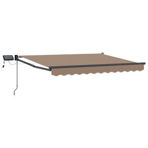 vidaXL Manual Retractable Awning with LEDs Taupe