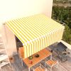 vidaXL Manual Retractable Awning with Blind 4x3m Yellow&White