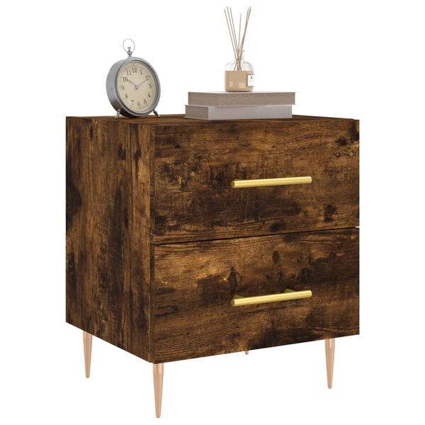 vidaXL Bedside Cabinet Smoked Oak 40x35x47.5 cm Engineered Wood