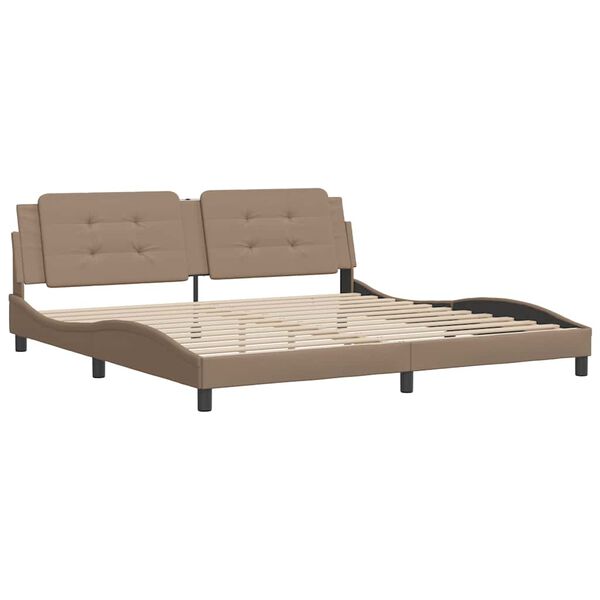 vidaXL Bed Frame without Mattress "Zadar" Cappuccino 200x200 cm Faux Leather