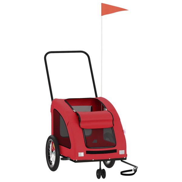 vidaXL Pet Bike Trailer Red Oxford Fabric and Iron