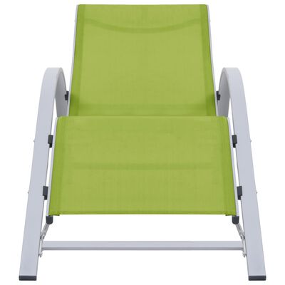 vidaXL Sun Loungers 2 pcs with Table Aluminium Green