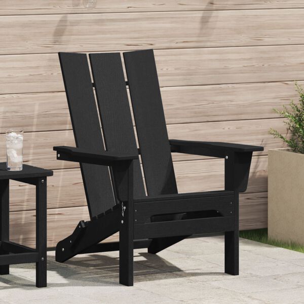 vidaXL Folding Adirondack Chair Black 74.5 x 80.5 x 90cm HDPE