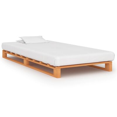 vidaXL Pallet Bed Frame Brown Solid Pine Wood 100x200 cm