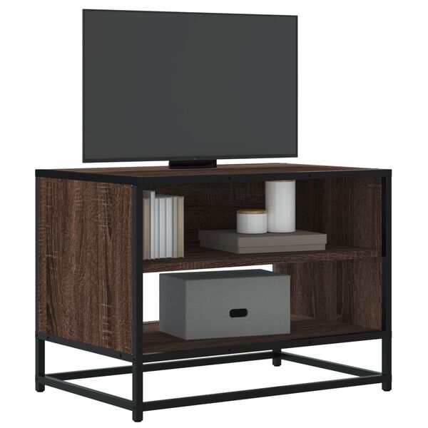 vidaXL TV Cabinet Brown Oak 61x40x46 cm Engineered Wood and Metal