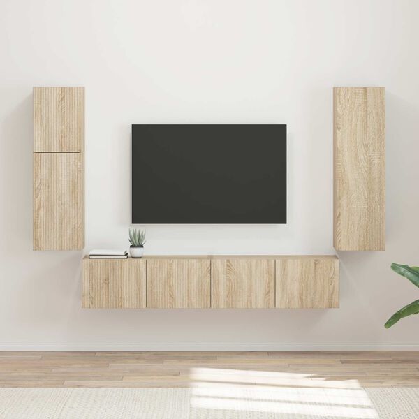 vidaXL TV Cabinet Set Wall-mounted 4 pcs Sonoma Oak Engineered Wood