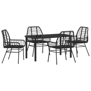 vidaXL Garden Dining Set 5 pcs Black Poly Rattan