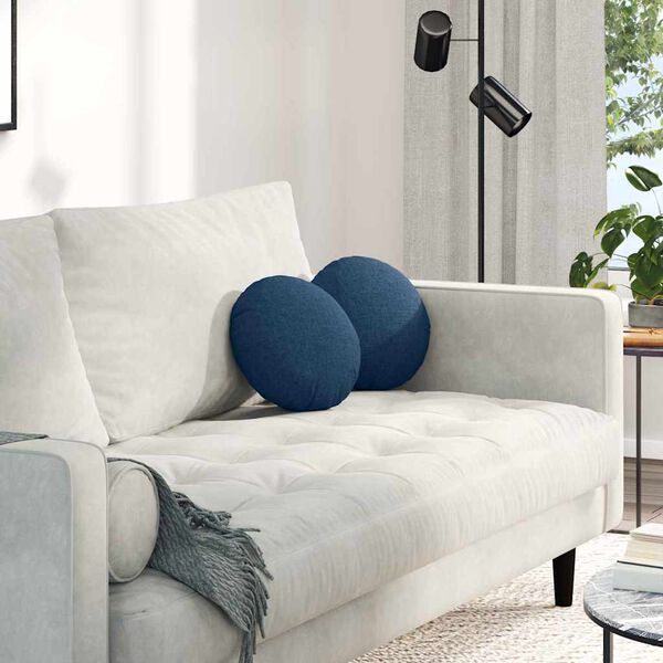 vidaXL Seat Cushions 2 pcs Blue &Oslash;30 x 13 cm Fabric