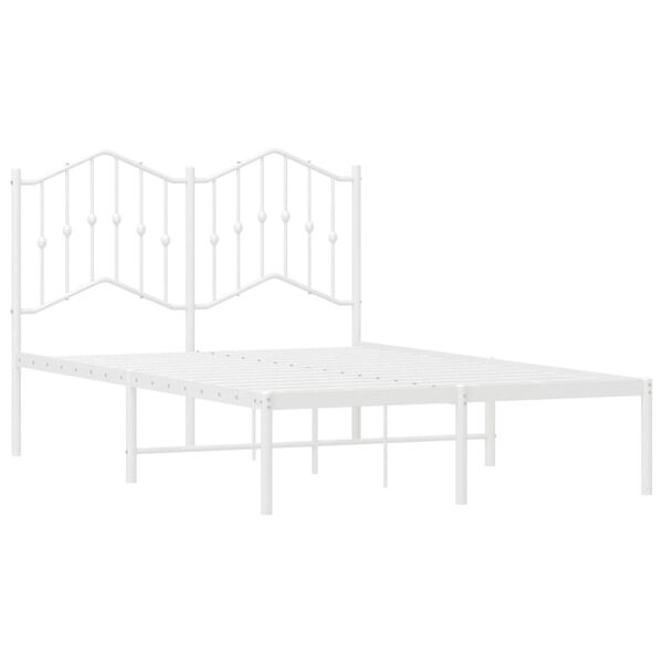 vidaXL Metal Bed Frame without Mattress with Headboard White 120x190cm
