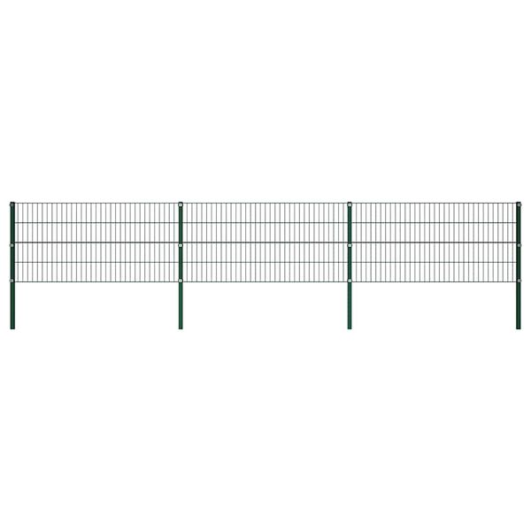 vidaXL Fence Panel with Posts Iron 522x80 cm Green